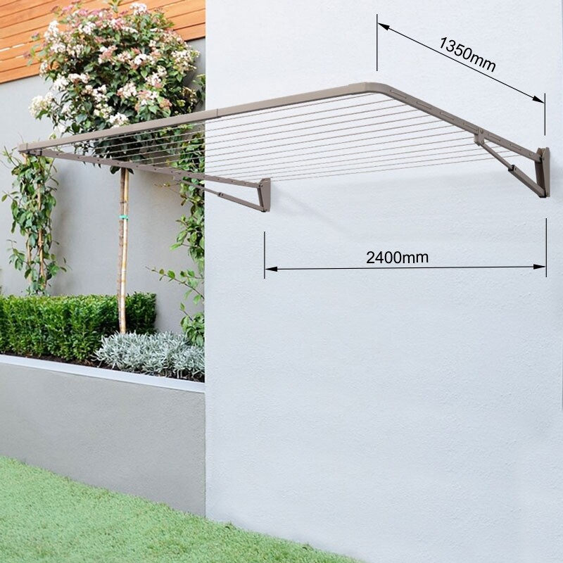 13 Line Wall Mount Fold Down Clothesline